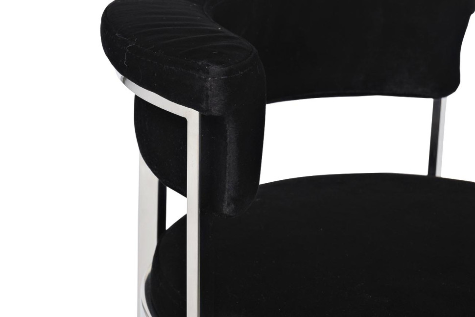 Стул барный черный велюровый (хром)