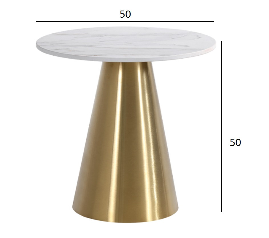 Столик журнальный круглый керамогранит белый