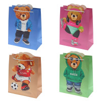 Пакет подарочный M (бумага 210г/м2, блок 12шт), L26 W12 H34,5 см, 4в.