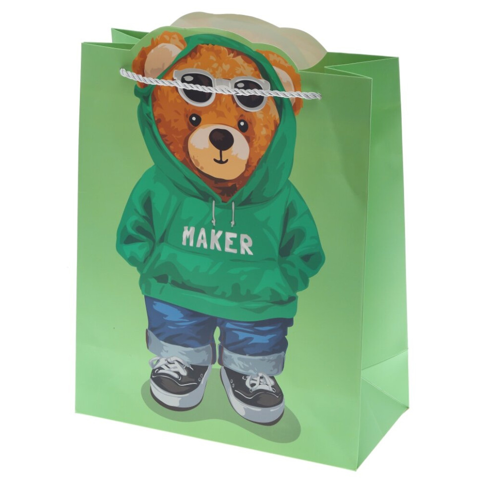 Пакет подарочный M (бумага 210г/м2, блок 12шт), L26 W12 H34,5 см, 4в.