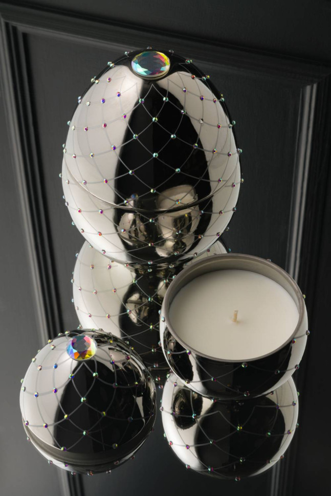 Свеча ароматическая 220гр.55ч."Bois de Roussie" серебряная