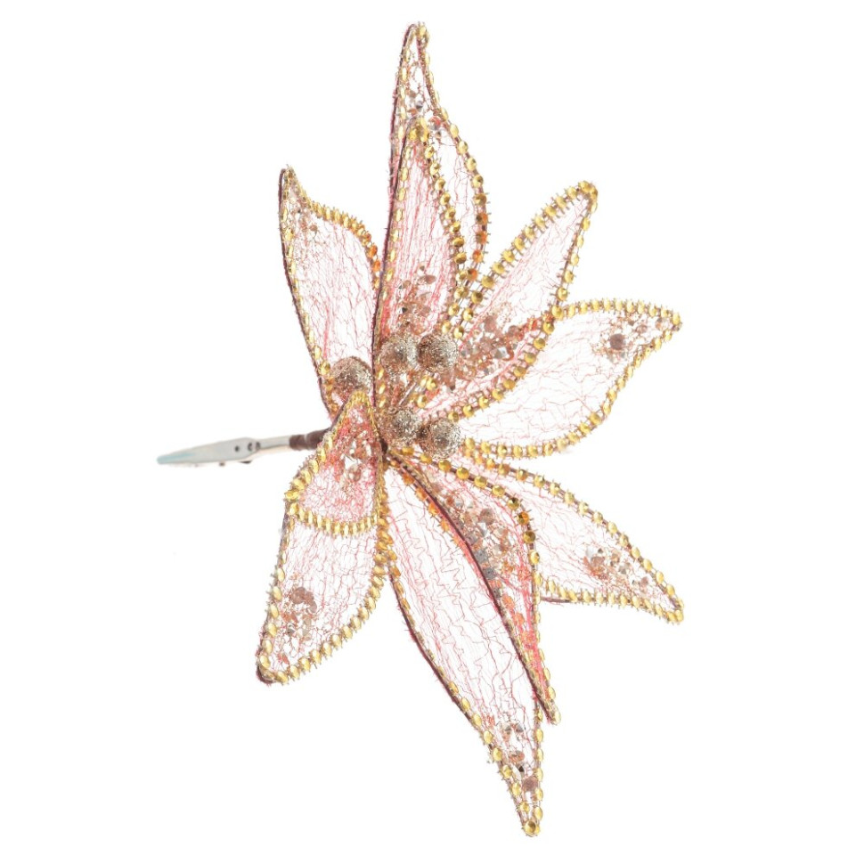 Цветок искусственный "Пуансеттия" (на клипсе), L23 W23 H12 см