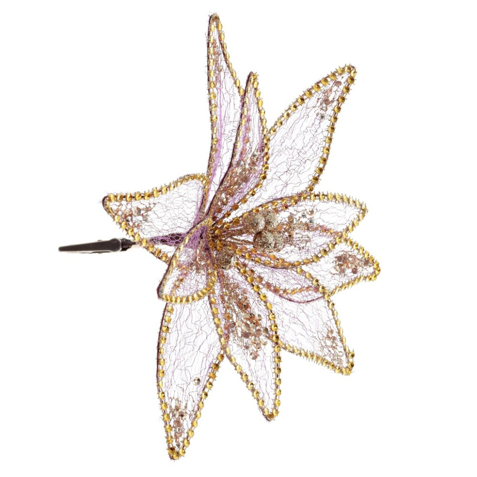 Цветок искусственный "Пуансеттия" (на клипсе), L23 W23 H12 см