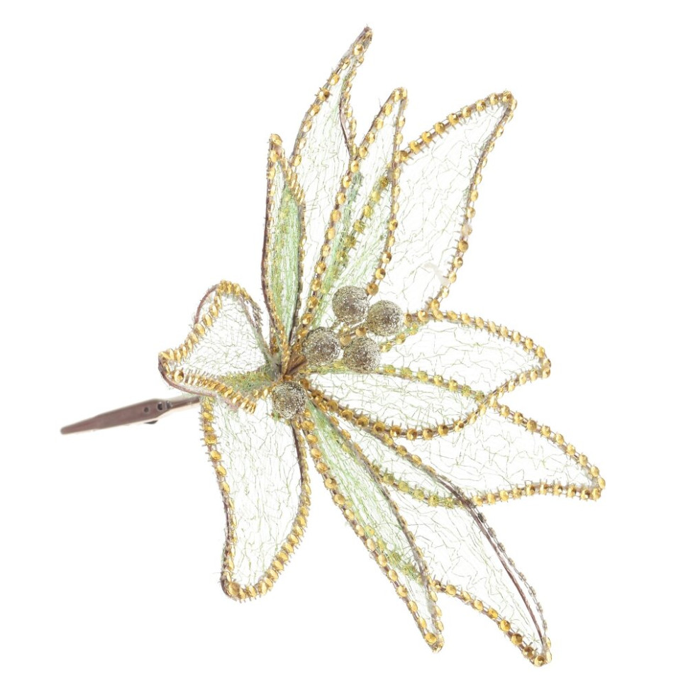 Цветок искусственный "Пуансеттия" (на клипсе), L23 W23 H12 см