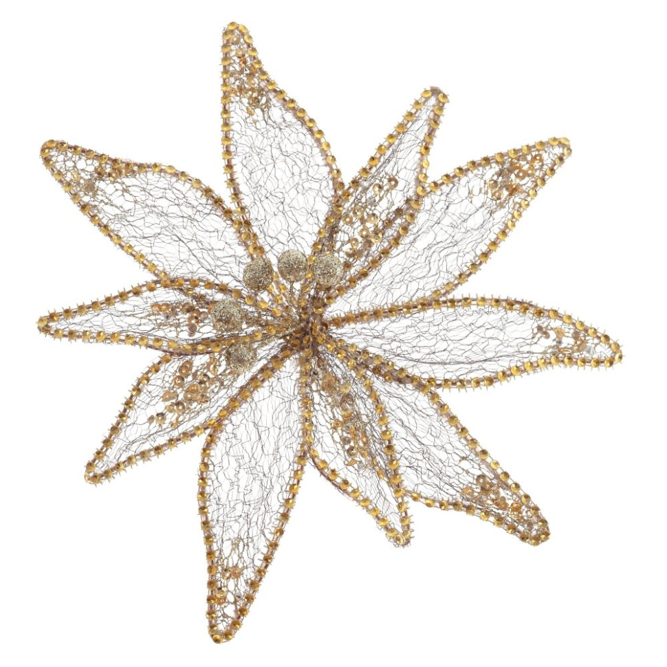 Цветок искусственный "Пуансеттия" (на клипсе), L23 W23 H12 см