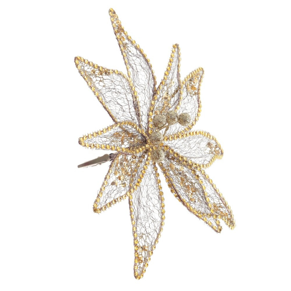 Цветок искусственный "Пуансеттия" (на клипсе), L23 W23 H12 см