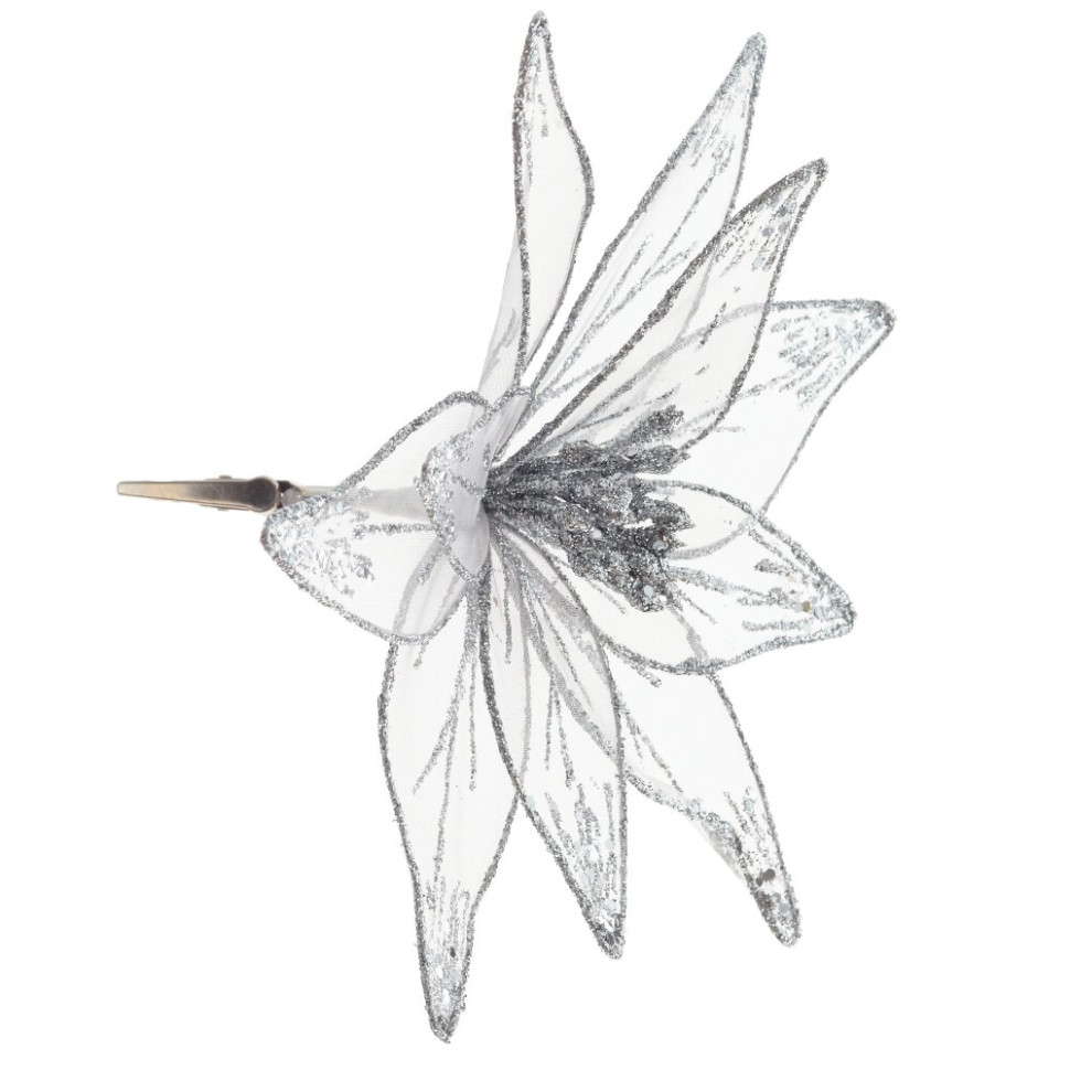 Цветок искусственный "Пуансеттия" (на клипсе), L23 W23 H12 см