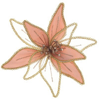 Цветок искусственный "Пуансеттия" (на клипсе), L23 W23 H12 см