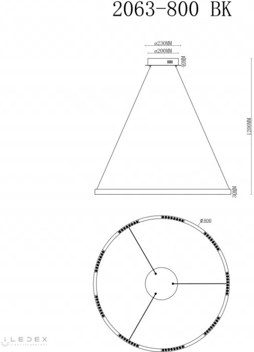 Подвесной светильник Vision 2063-D800 BK iLedex