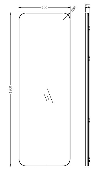 Зеркало в металлической раме цвет хром