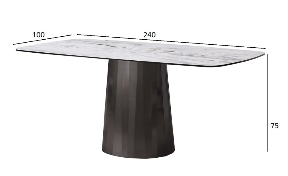 Стол обеденный керамический серый