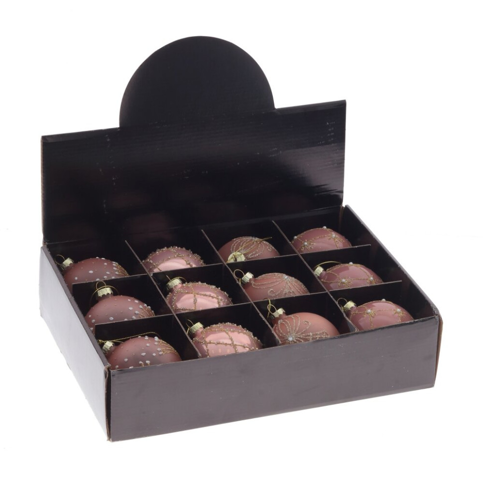 Набор из 12шт Украшение новогоднее "Шар", D 8 см, L35 W25 H8,5 см