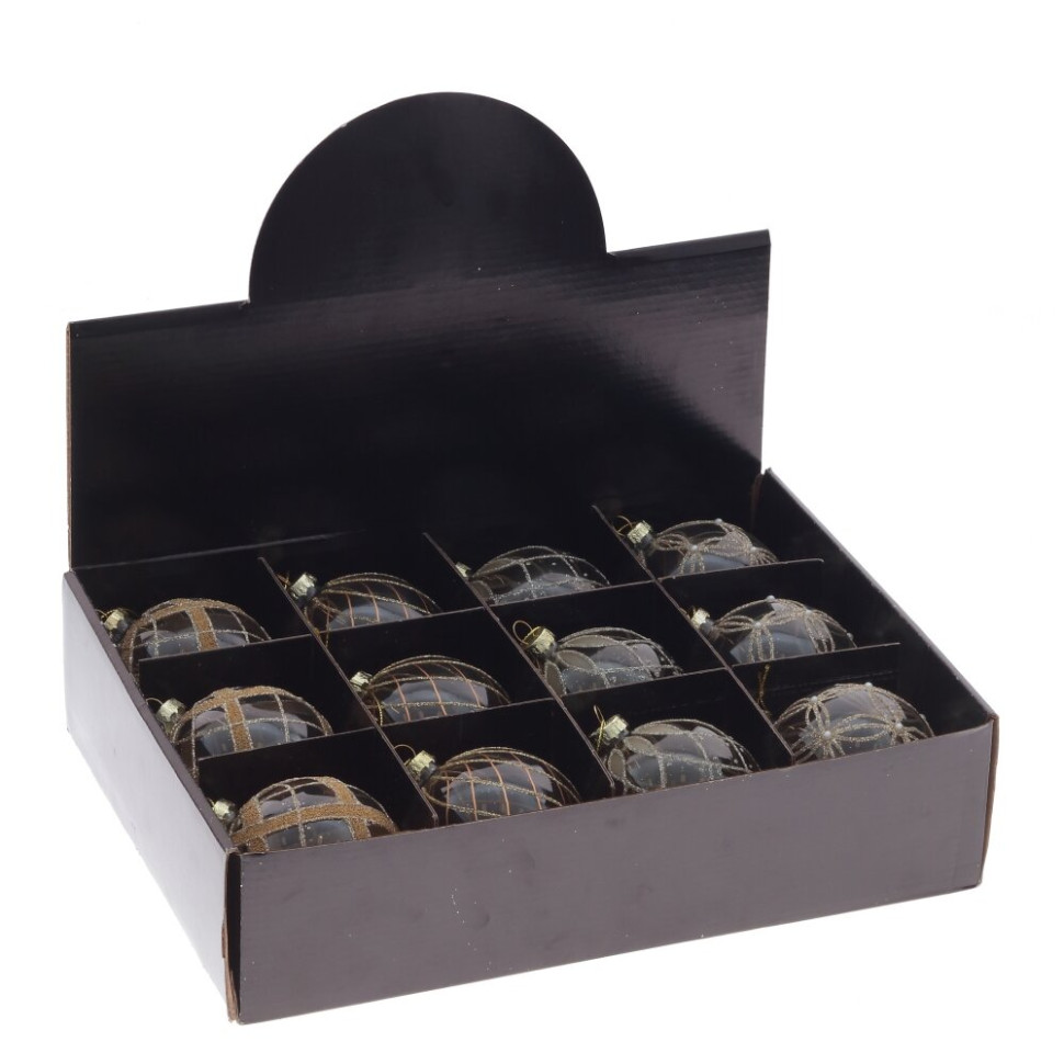 Набор из 12шт Украшение новогоднее "Шар", D 8 см, L35 W25 H8,5 см