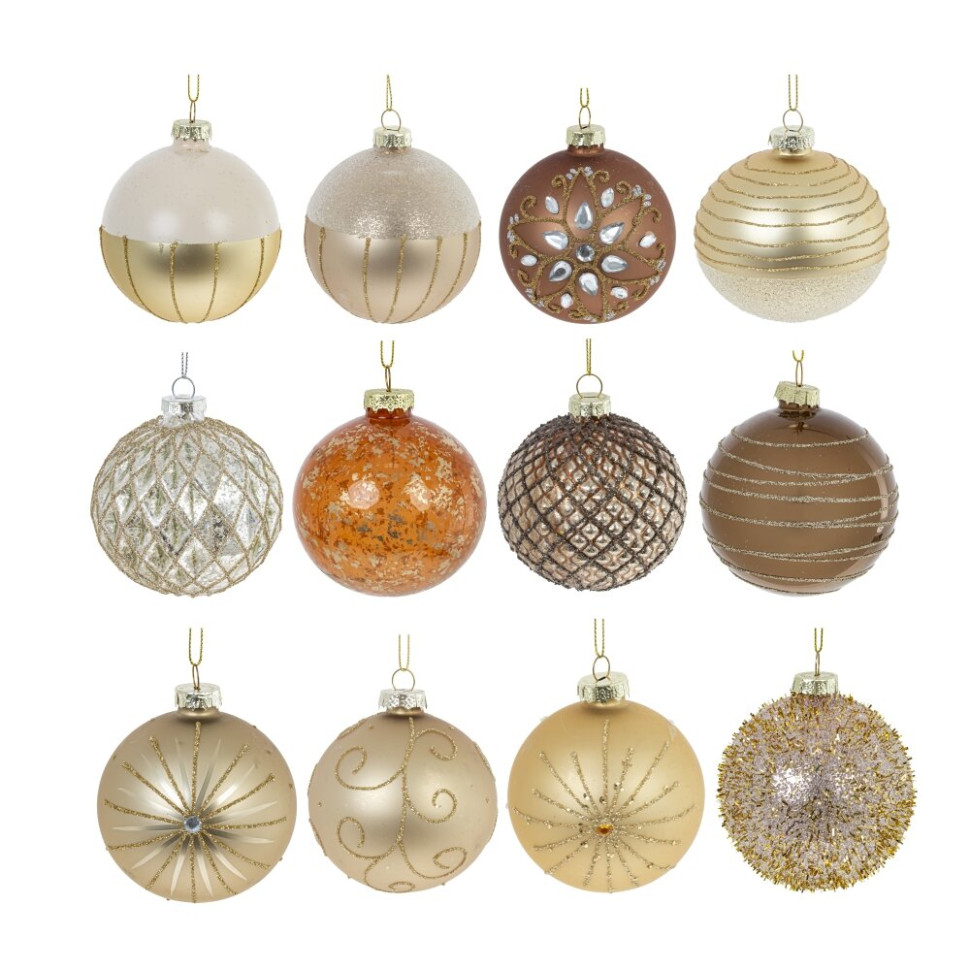 Набор из 12шт Украшение новогоднее "Шар", D 8 см, L35 W25 H8,5 см