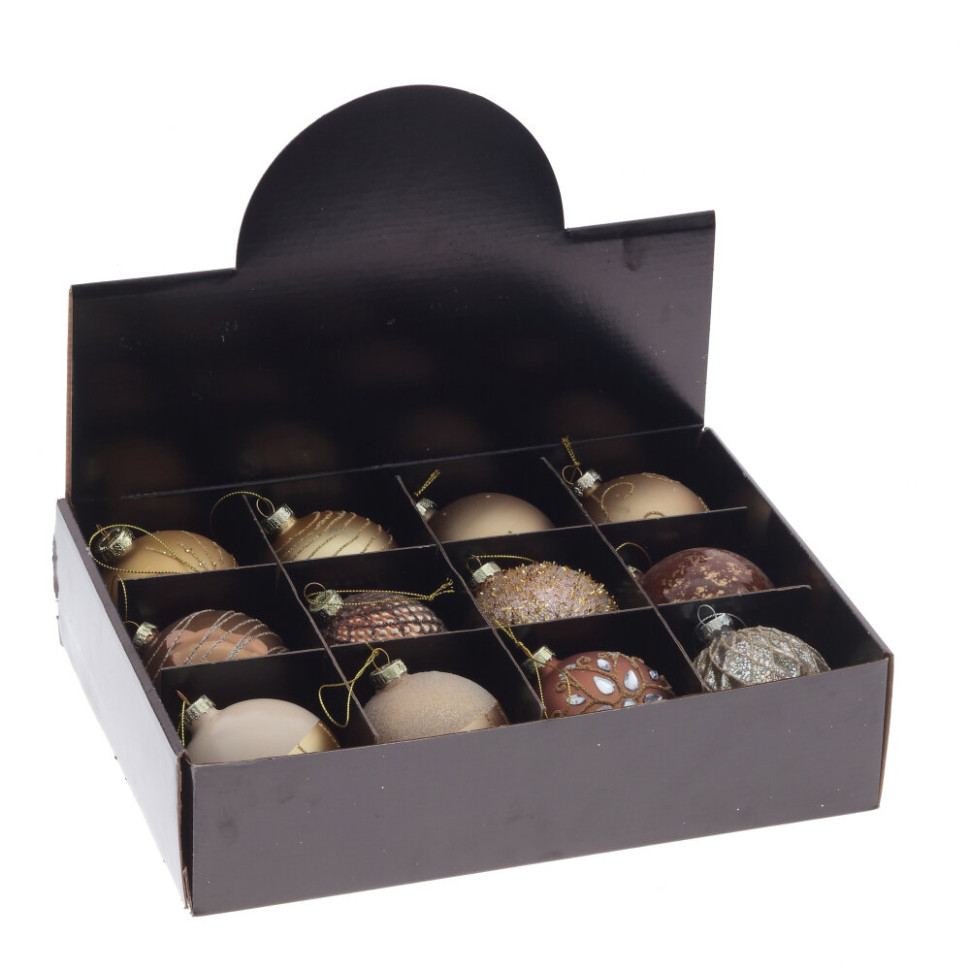 Набор из 12шт Украшение новогоднее "Шар", D 8 см, L35 W25 H8,5 см