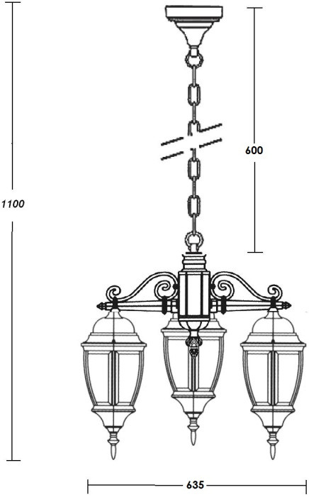 Уличный светильник подвесной  91270L/3 Bl Oasis Light