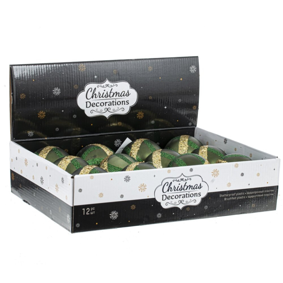 Набор из 12шт Украшение новогоднее "Шар", D 8 см, L35 W27 H8,5 см