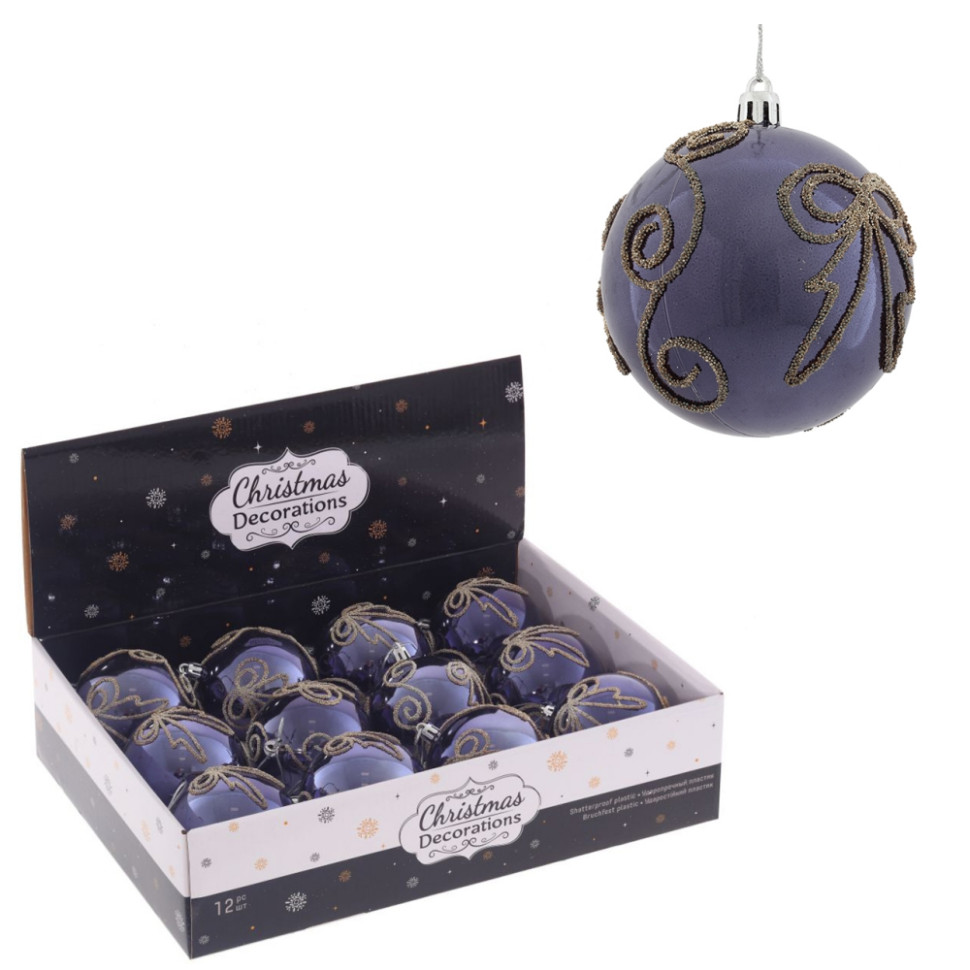 Набор из 12шт Украшение новогоднее "Шар", D 8 см, L35 W27 H8,5 см