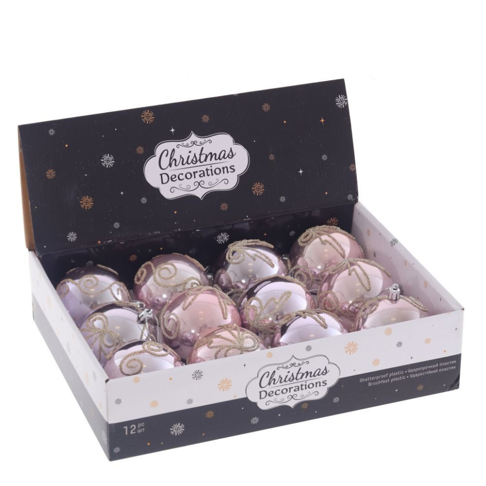 Набор из 12шт Украшение новогоднее "Шар", D 8 см, L35 W27 H8,5 см