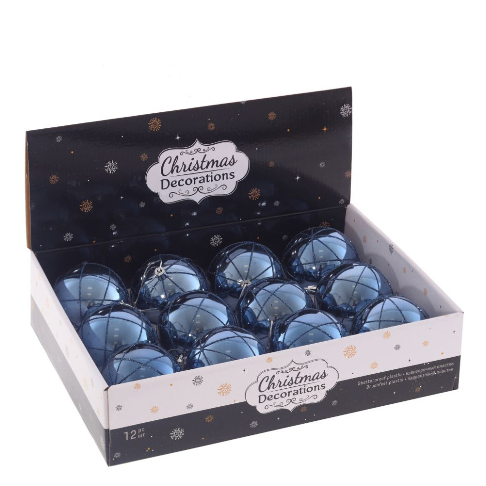 Набор из 12шт Украшение новогоднее "Шар", D 8 см, L35 W27 H8,5 см
