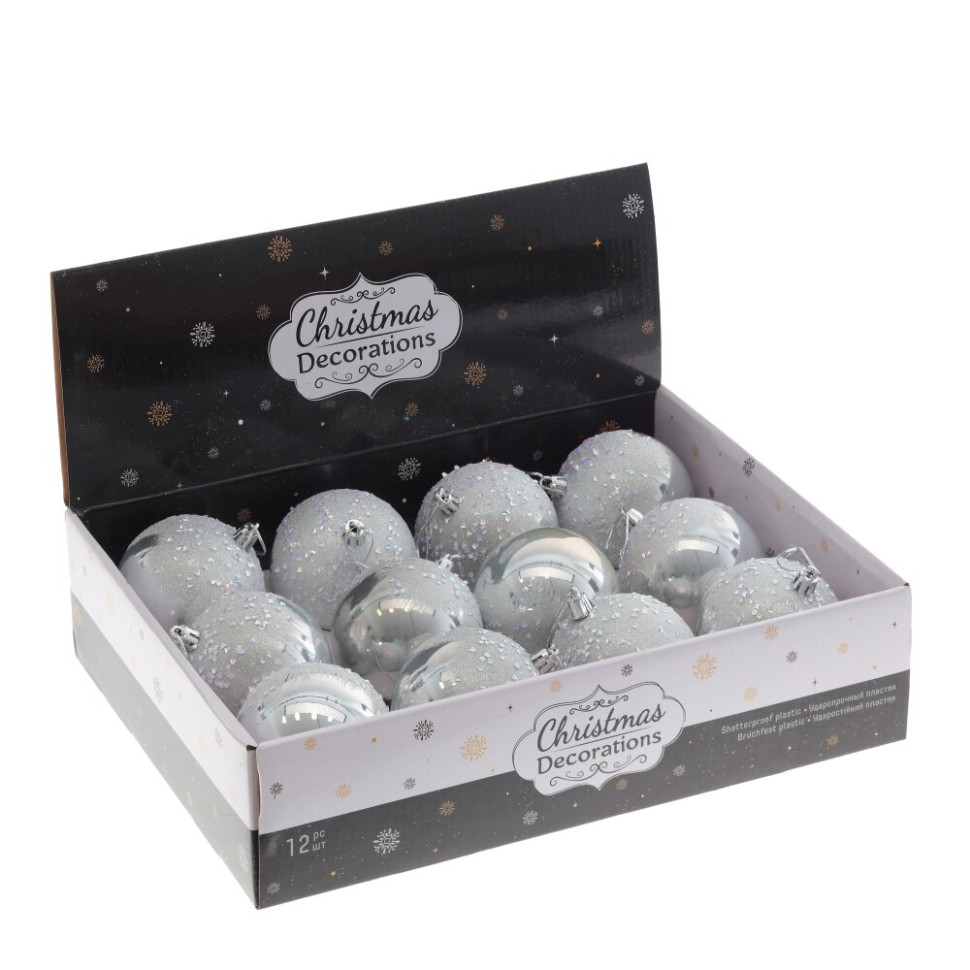 Набор из 12шт Украшение новогоднее "Шар", D 8 см, L35 W27 H8,5 см