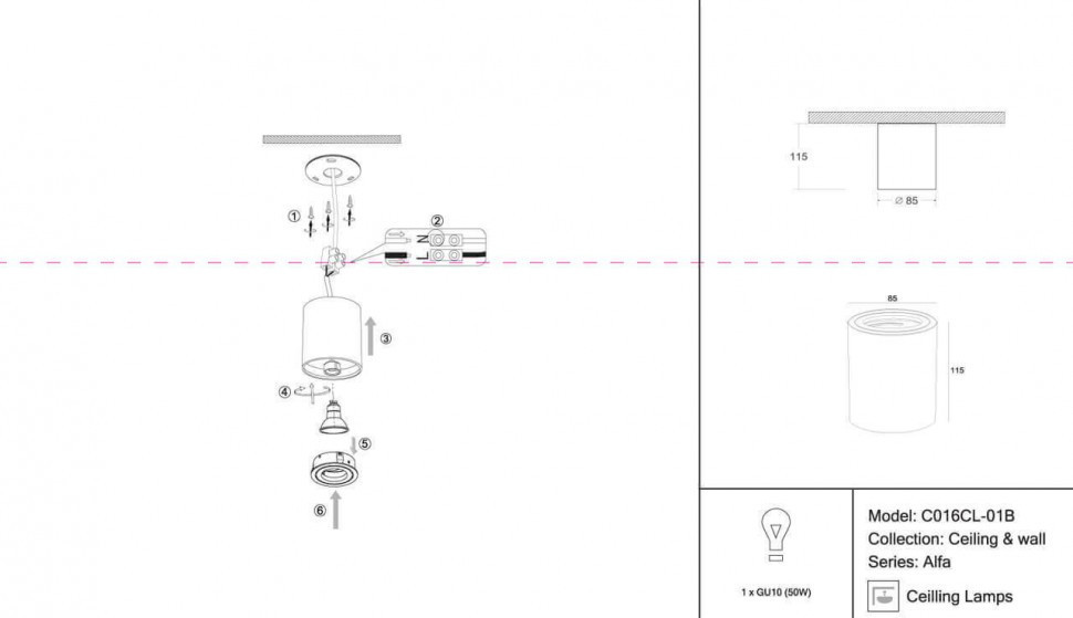 Потолочный светильник Maytoni Alfa C016CL-01B