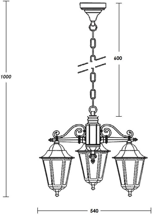 Уличный светильник подвесной PETERSBURG ECONOM 79870E/3 Bl Oasis Light