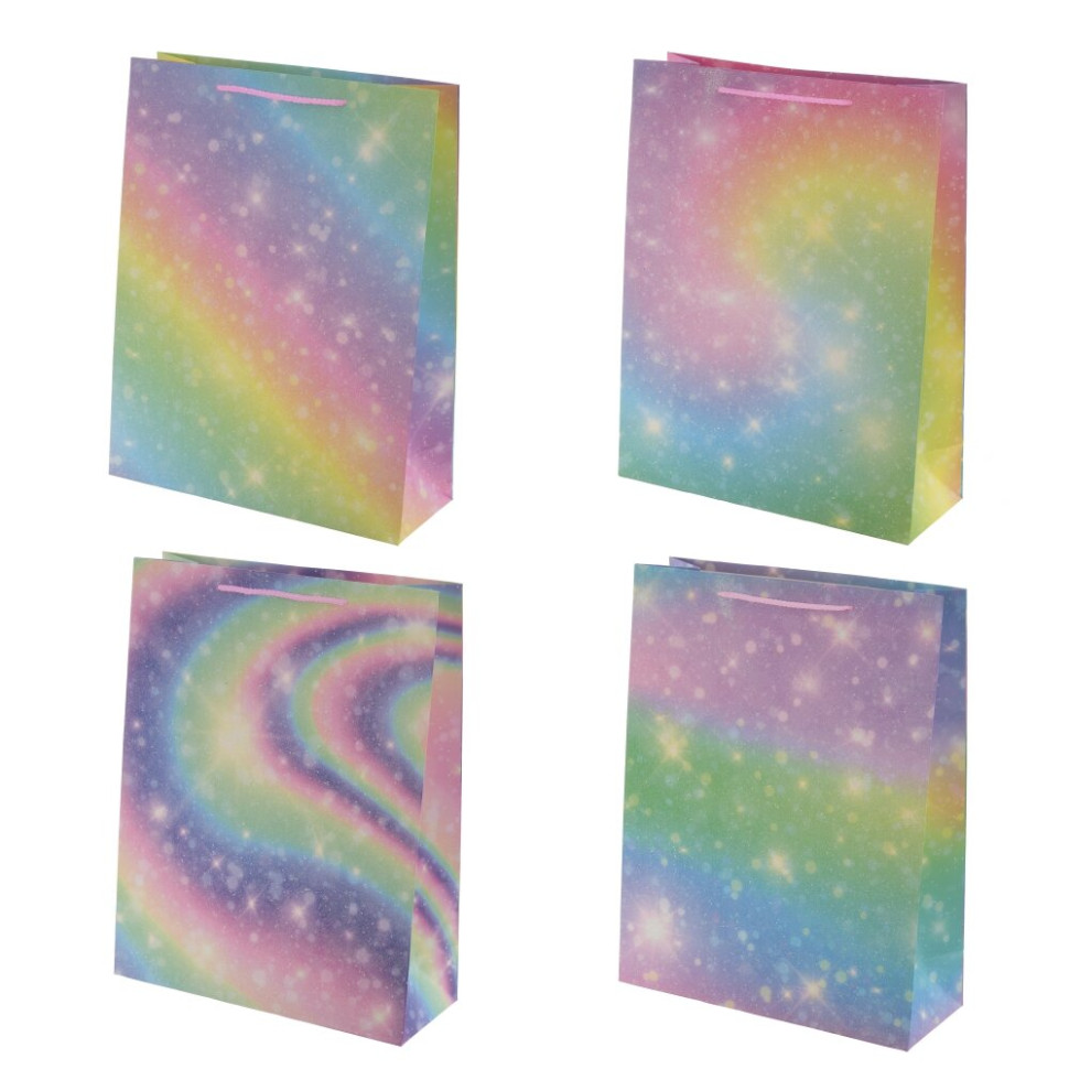 Пакет подарочный L (бумага 210г/м2, блок микс 12шт), L31 W12 H39,5 см, 4в.