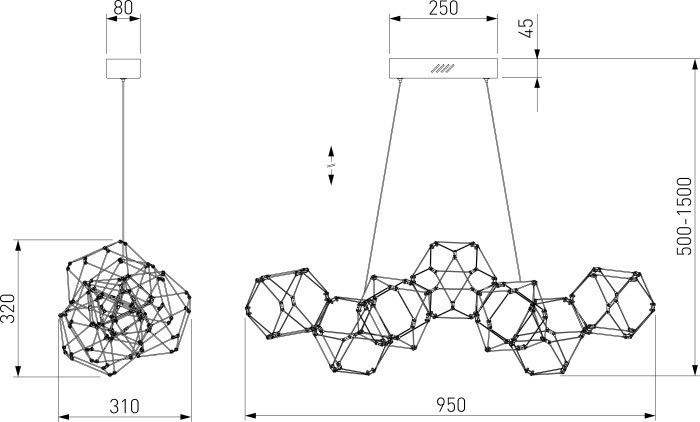 Подвесной светильник Uma 90368/7 черный жемчуг Eurosvet
