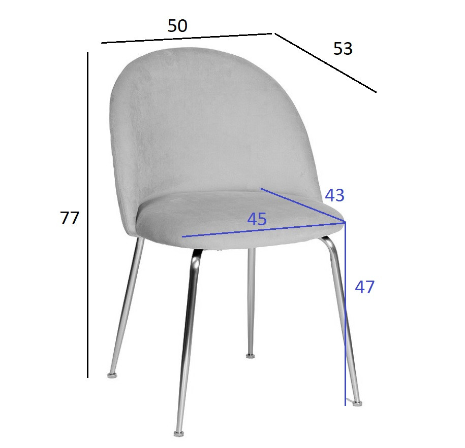 Стул велюровый пепельно-розовый на металлических ножках