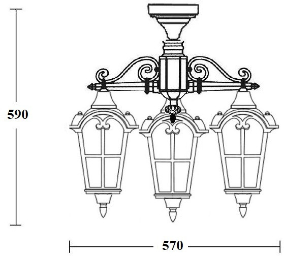 Потолочный светильник уличный PORTO 86170A/3 02 Gb Oasis Light