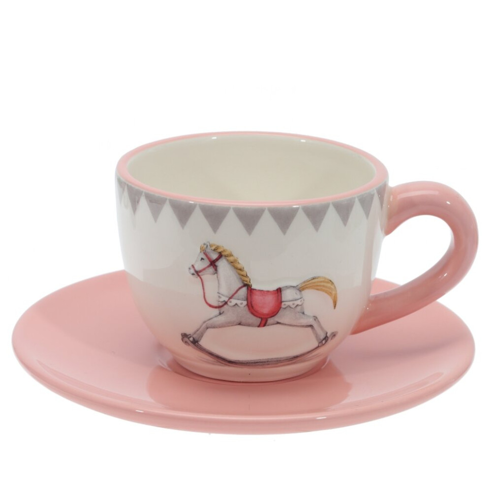 Набор чашка с блюдцем "Лошадка",, 250 мл, L15 W15 H7,5 см