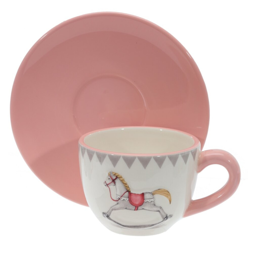 Набор чашка с блюдцем "Лошадка",, 250 мл, L15 W15 H7,5 см