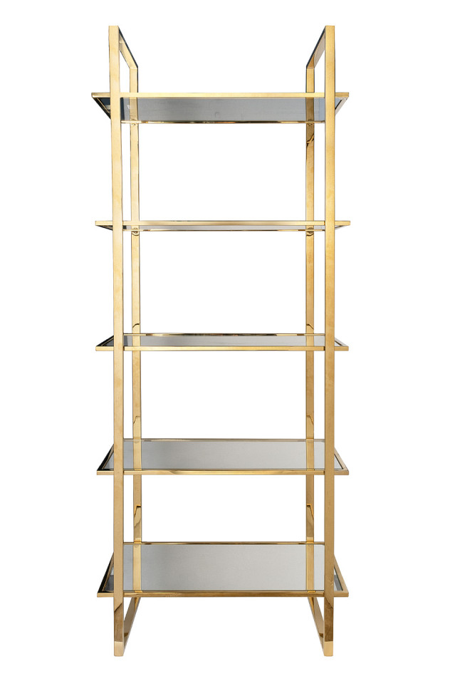 Стеллаж прозрачное стекло/золото