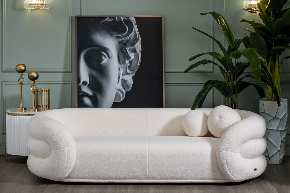 Диван Amelia трехместный белый искусственный мех