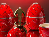 Свеча ароматическая 220гр.55ч."Bois de Roussie" красно-серебряная