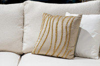 Подушка декоративная с бисером "Волна" бежевая