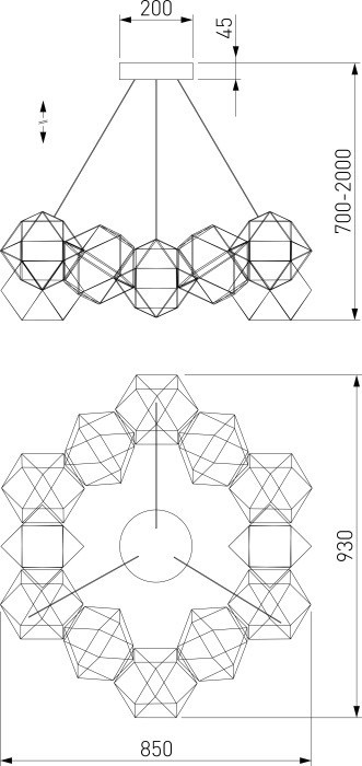 Подвесной светильник Uma 90369/12 черный жемчуг Eurosvet