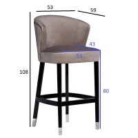 Стул барный велюровый жемчужно-серый
