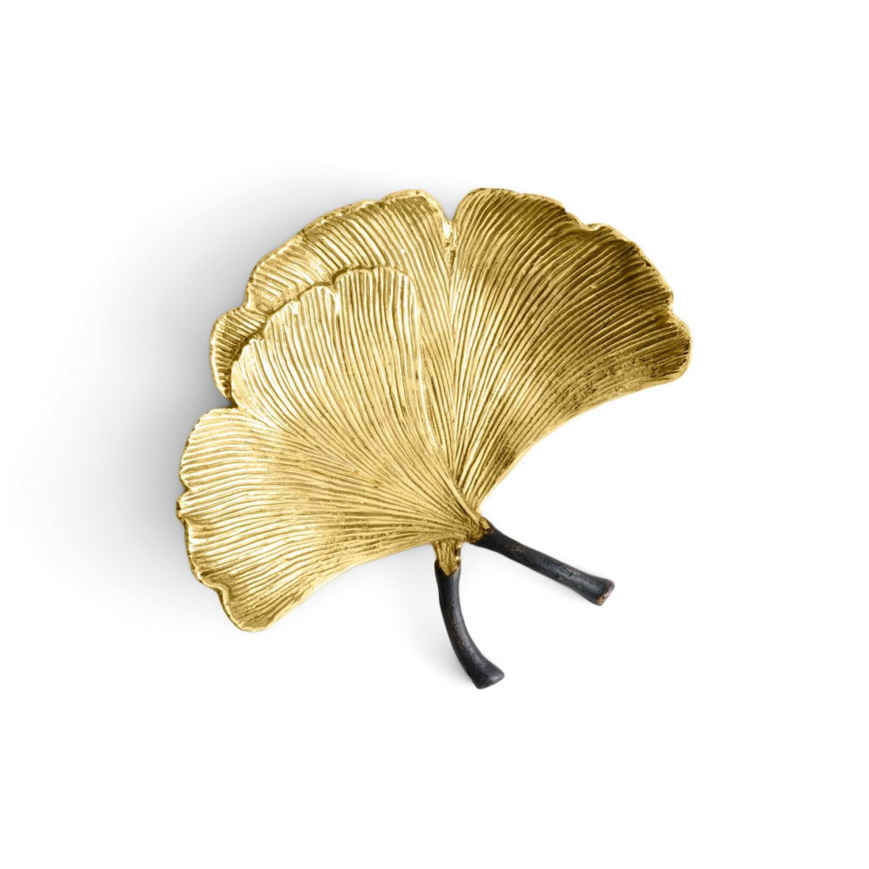 Блюдо Michael Aram "Golden Ginkgo", 14х12,5 см