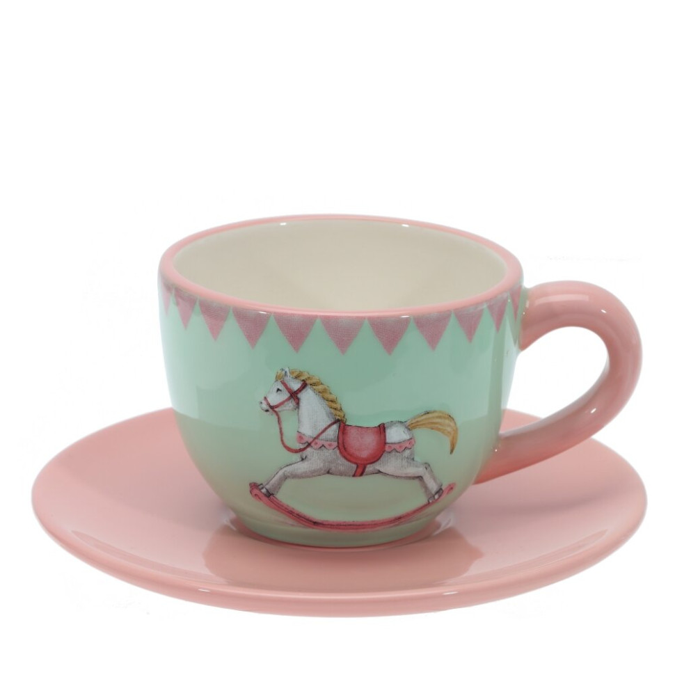 Набор чашка с блюдцем "Лошадка",, 250 мл, L15 W15 H8 см