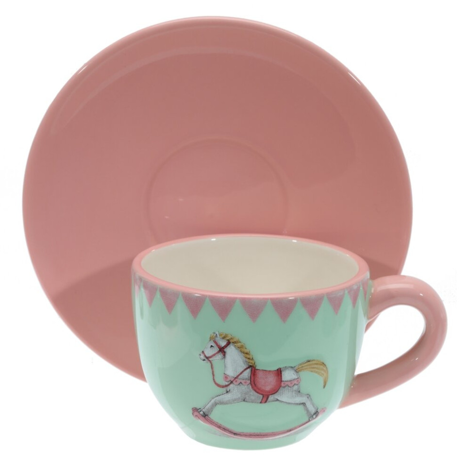 Набор чашка с блюдцем "Лошадка",, 250 мл, L15 W15 H8 см