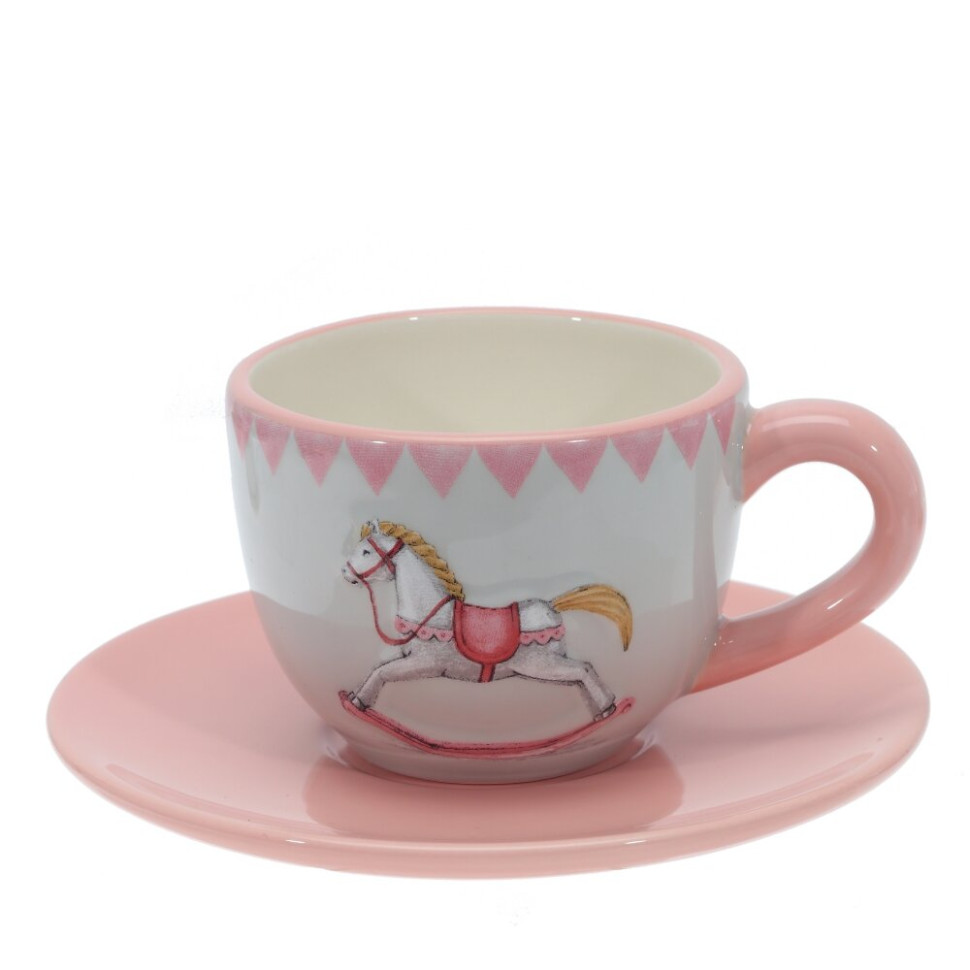 Набор чашка с блюдцем "Лошадка",, 250 мл, L15 W15 H8 см