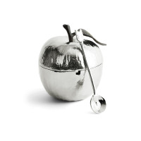 Банка для меда с ложкой Michael Aram "Apple", 11 см, серебро