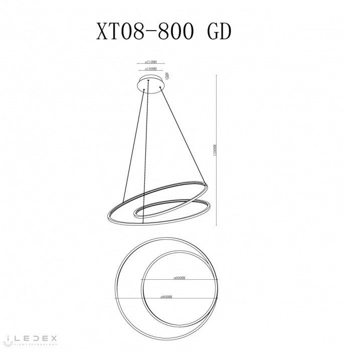Подвесной светильник Axis XT08-D800 GD iLedex