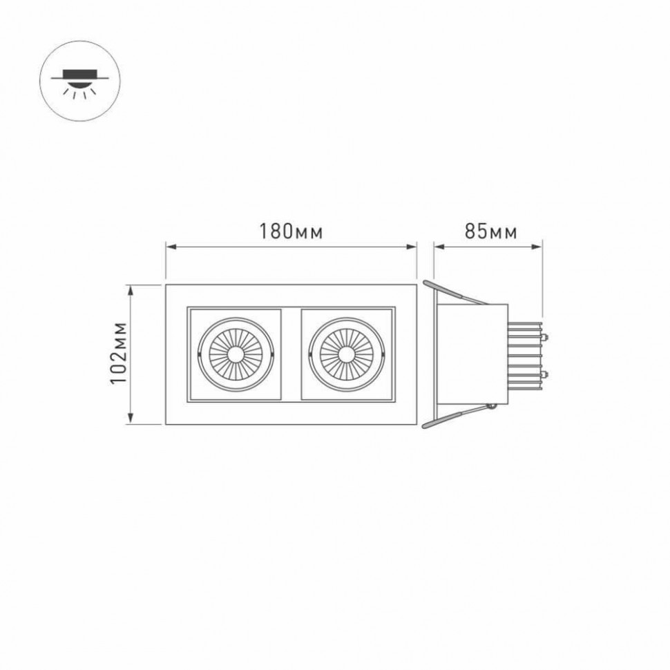 Встраиваемый светодиодный светильник Arlight CL-Kardan-S180x102-2x9W Day 024129