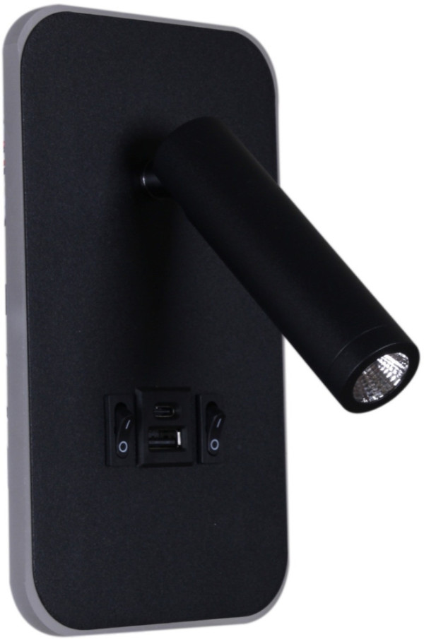 Настенный светильник  86204-9.2-001KT LED12W+USB BK Reluce