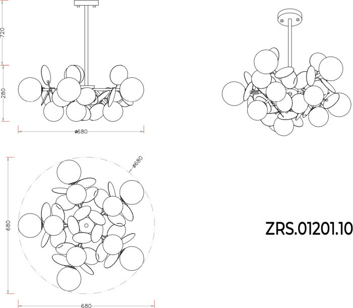 Потолочная люстра Floret ZRS.01201.10 Zortes