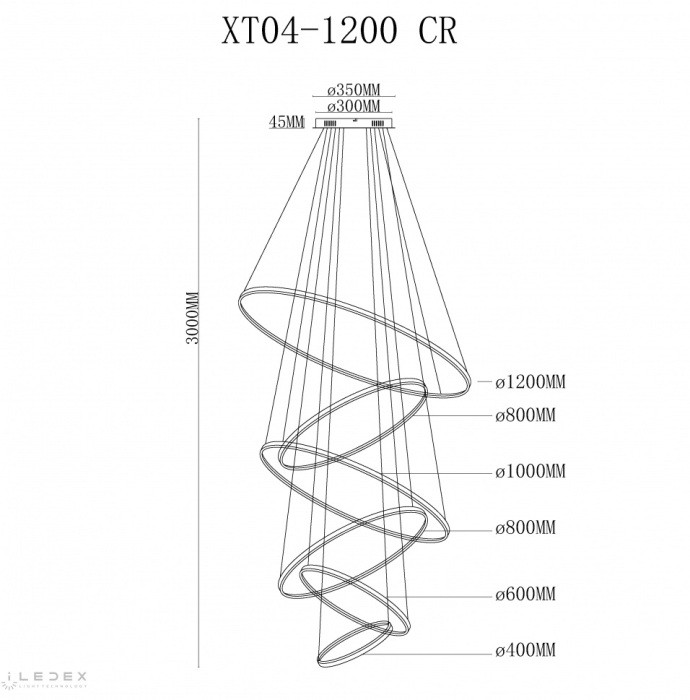 Подвесной светильник Axis XT04-D1200 CR iLedex