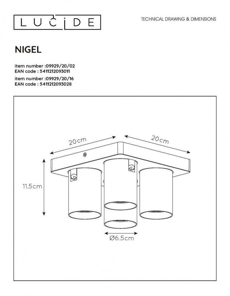 Спот Lucide Nigel 09929/20/02